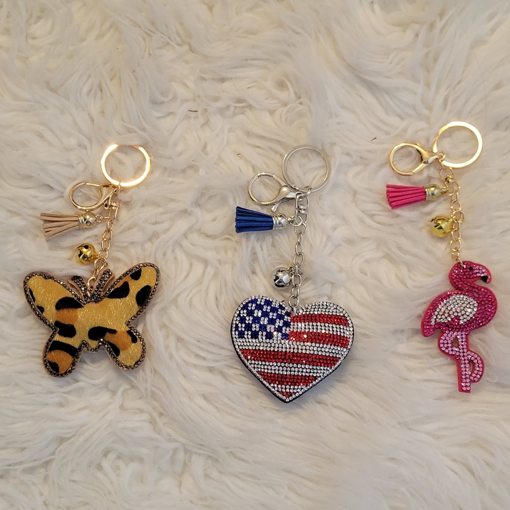 Puffy Rhinestone Keychains
